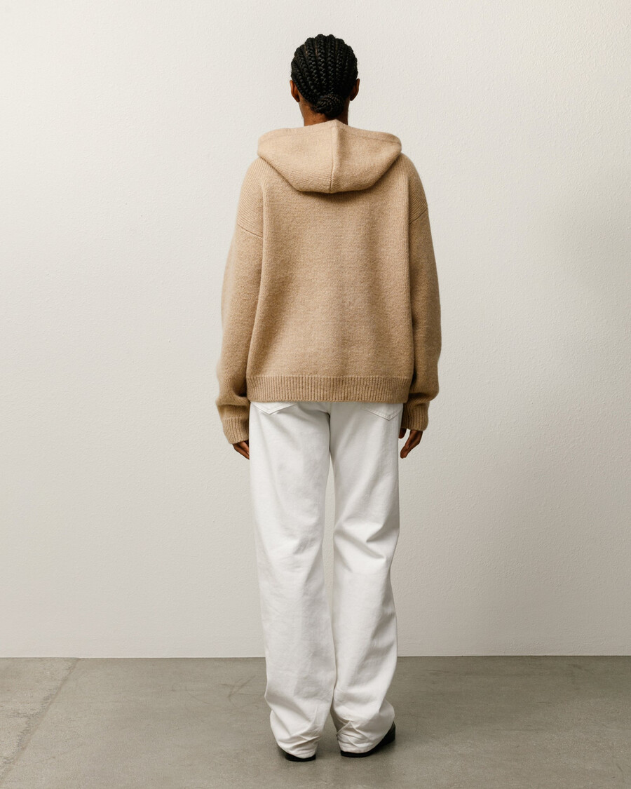 strickhoodie mit viertelreißverschluss