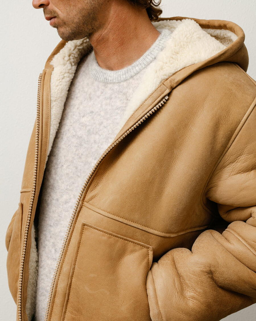 kapuzenjacke aus lammfell