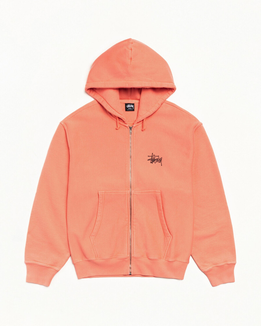 stüssy basic zip hoodie pigmentgefärbt